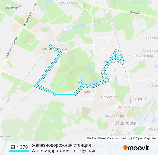 Автобус * 378: карта маршрута