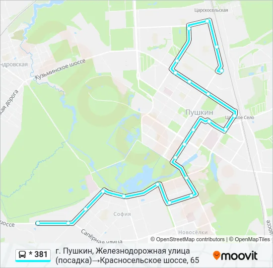 Автобус * 381: карта маршрута