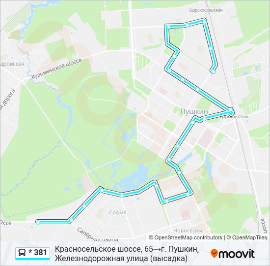 Автобус * 381: карта маршрута
