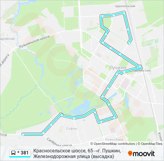 Автобус * 381: карта маршрута