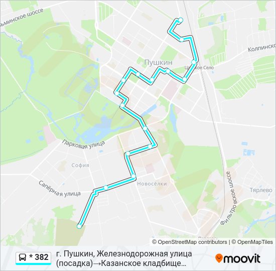 Автобус * 382: карта маршрута