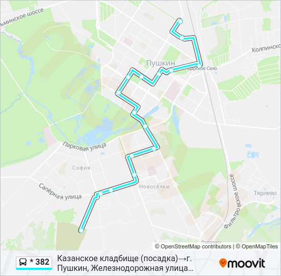 Автобус * 382: карта маршрута