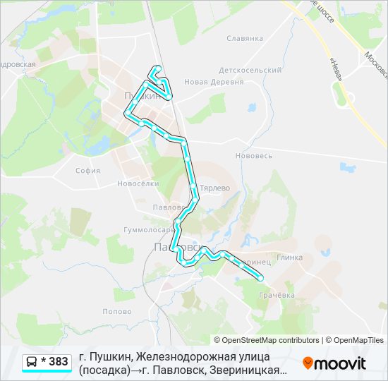 Автобус * 383: карта маршрута