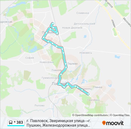 Автобус * 383: карта маршрута