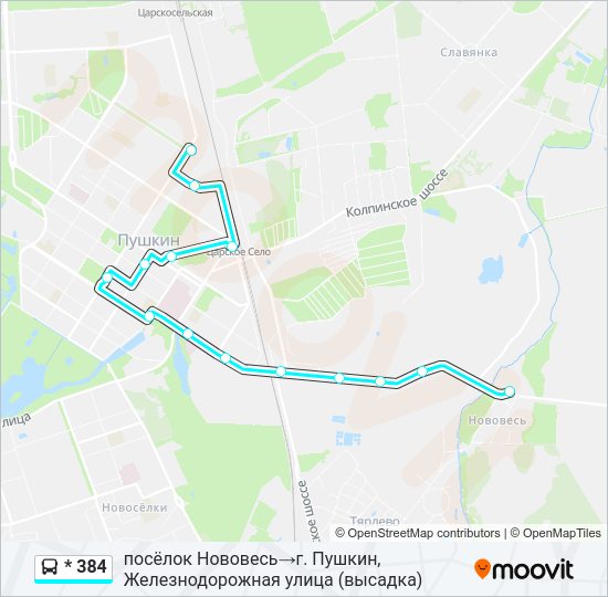 Автобус * 384: карта маршрута