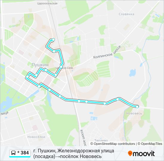 Автобус * 384: карта маршрута