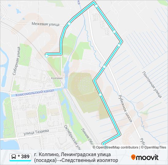 Автобус * 389: карта маршрута