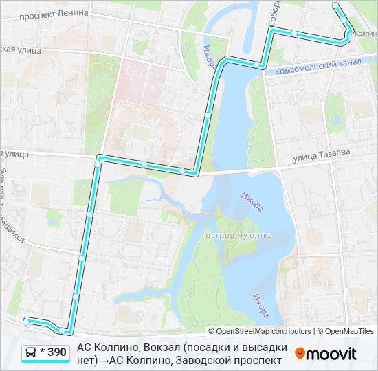 Автобус * 390: карта маршрута