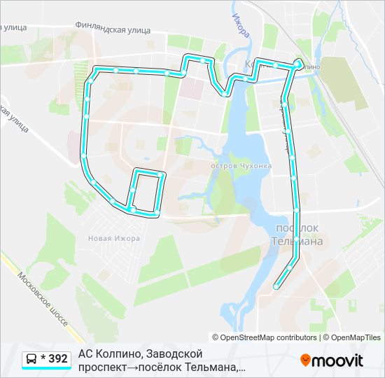 Автобус * 392: карта маршрута
