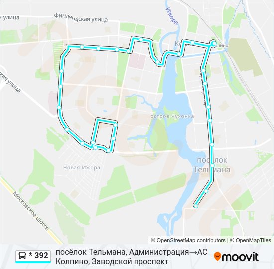 Автобус * 392: карта маршрута