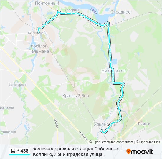 Автобус * 438: карта маршрута