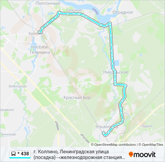 Автобус * 438: карта маршрута