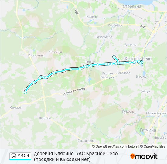 Автобус * 454: карта маршрута
