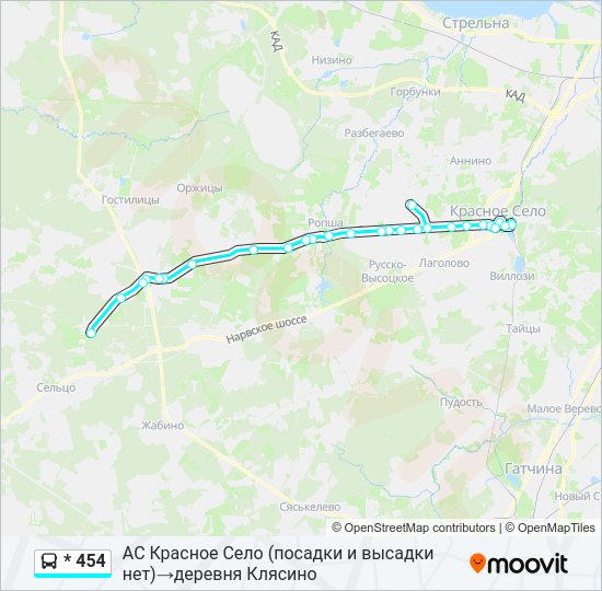 Автобус * 454: карта маршрута