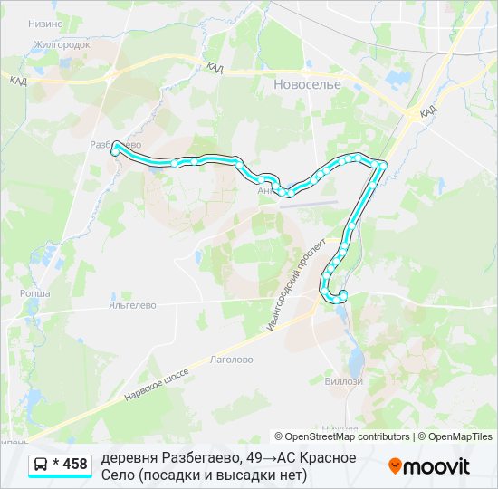 Автобус * 458: карта маршрута