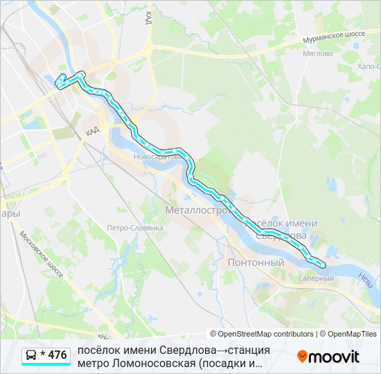 Автобус * 476: карта маршрута