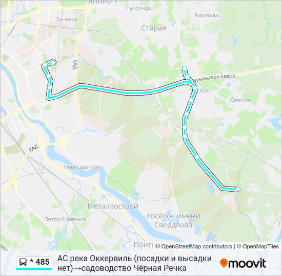 Автобус * 485: карта маршрута