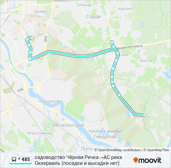 Автобус * 485: карта маршрута