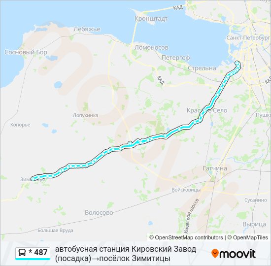 Автобус * 487: карта маршрута