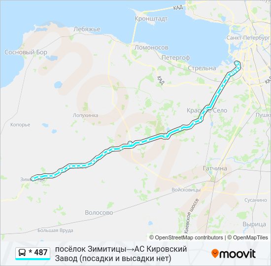Автобус * 487: карта маршрута