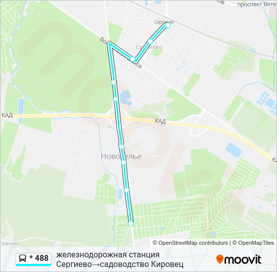 Автобус * 488: карта маршрута