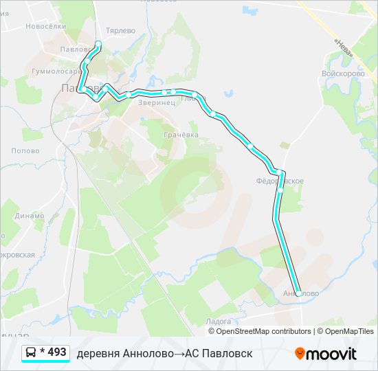 Автобус * 493: карта маршрута