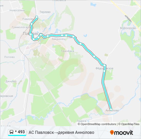 Автобус * 493: карта маршрута