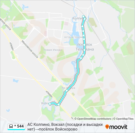 Автобус * 544: карта маршрута