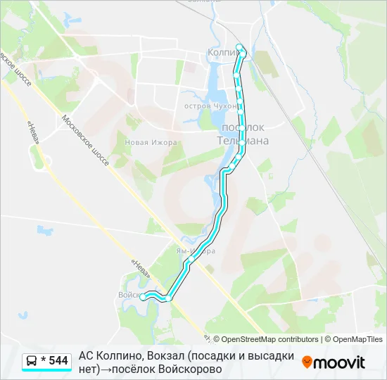 Автобус * 544: карта маршрута