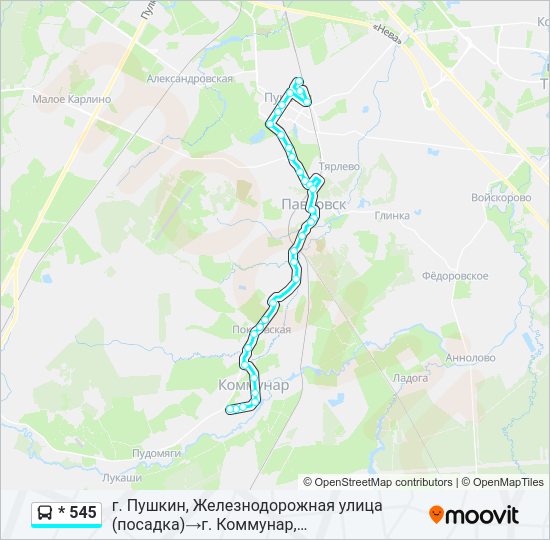 Автобус * 545: карта маршрута