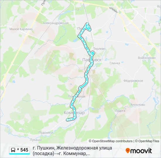 * 545 Bus Line Map