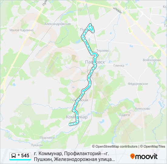 Автобус * 545: карта маршрута