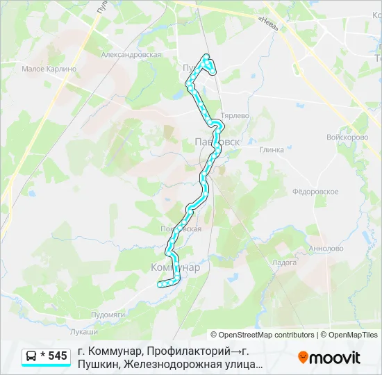 Автобус * 545: карта маршрута