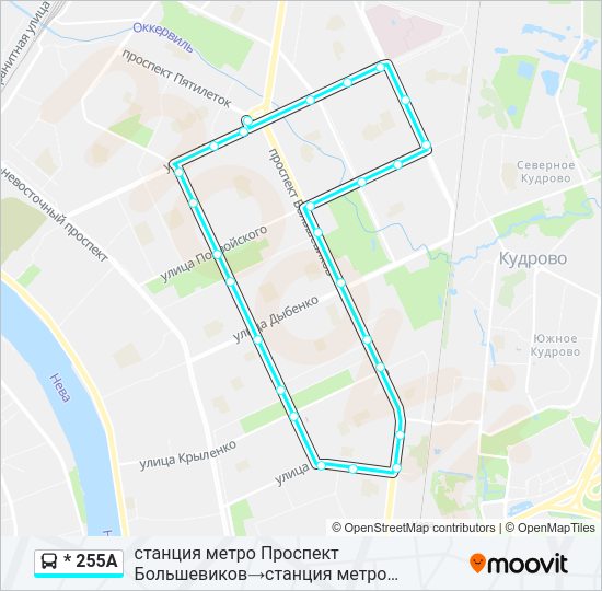 Автобус * 255А: карта маршрута