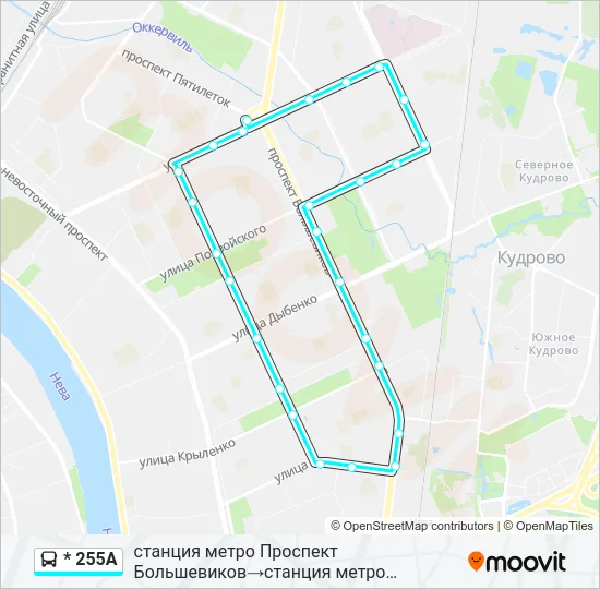 * 255А Bus Line Map