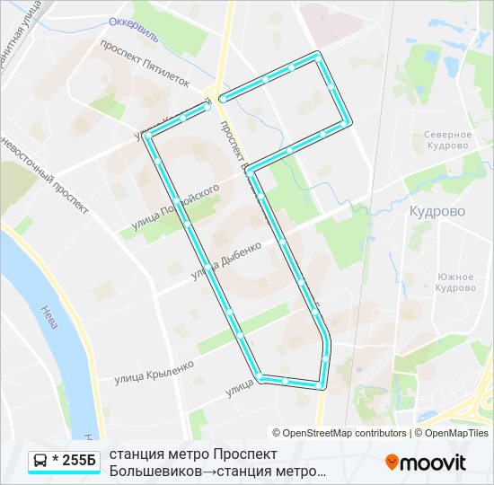 Автобус * 255Б: карта маршрута