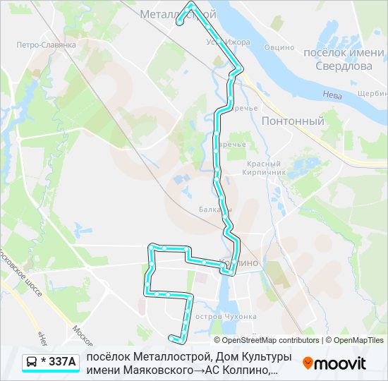 Автобус * 337А: карта маршрута
