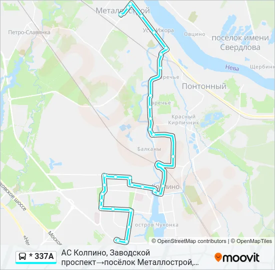 Автобус * 337А: карта маршрута