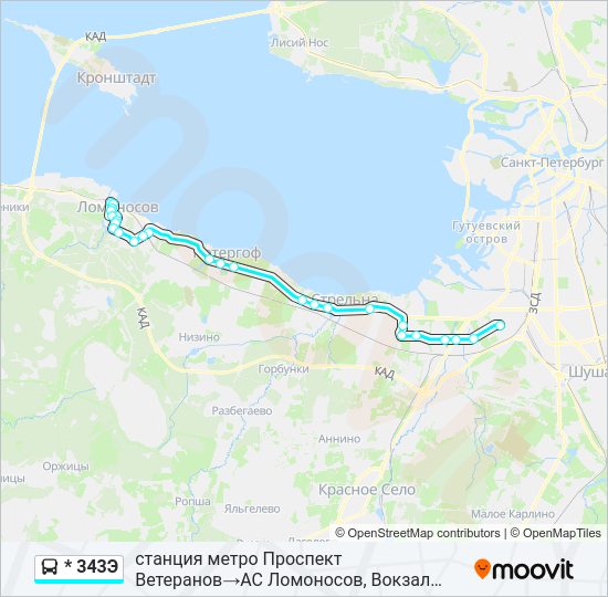 Автобус * 343Э: карта маршрута