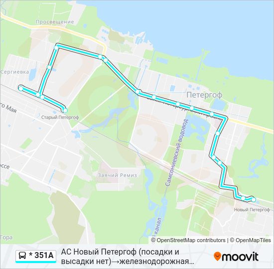 Автобус * 351А: карта маршрута