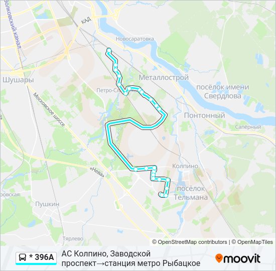 Автобус * 396А: карта маршрута