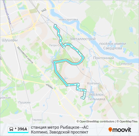 Автобус * 396А: карта маршрута