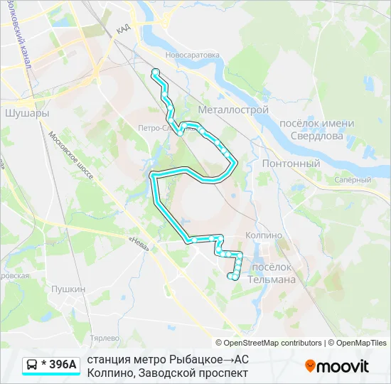 * 396А Bus Line Map