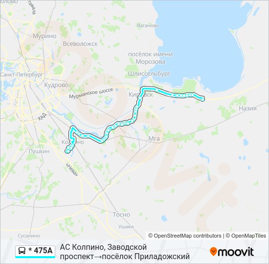 Автобус * 475А: карта маршрута