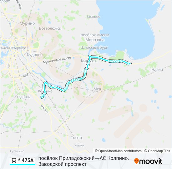Автобус * 475А: карта маршрута