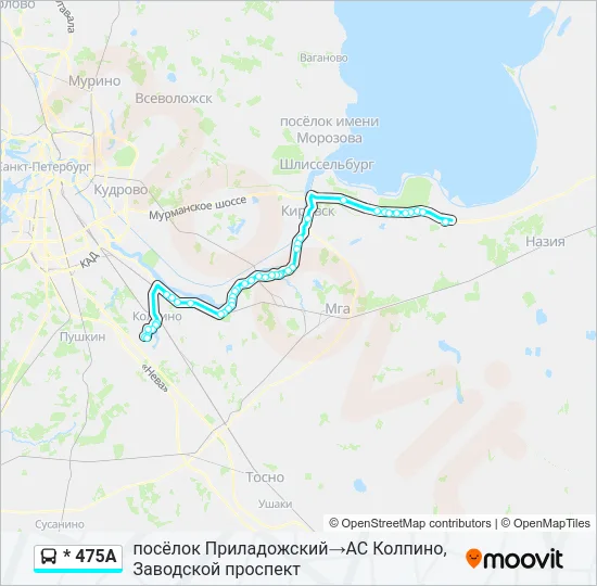 Автобус * 475А: карта маршрута