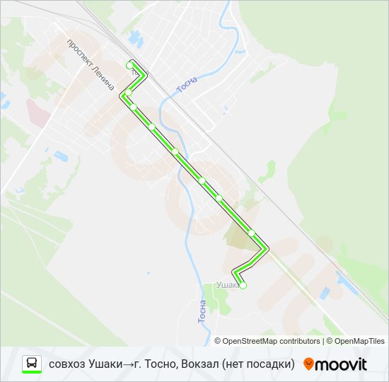 Автобус * 1 (ТОСНЕНСКИЙ РАЙОН): карта маршрута