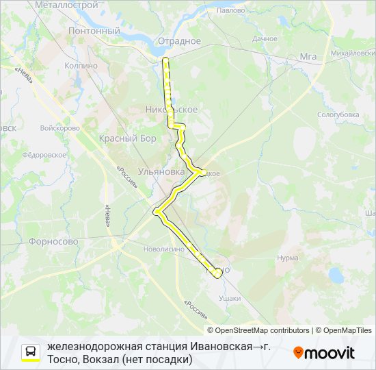 Автобус * 319 (ТОСНЕНСКИЙ РАЙОН): карта маршрута