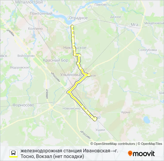 Автобус * 319 (ТОСНЕНСКИЙ РАЙОН): карта маршрута