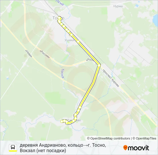 Автобус * 326 (ТОСНЕНСКИЙ РАЙОН): карта маршрута
